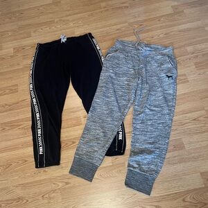 PINK Victoria's Secret Black and Gray Joggers Set